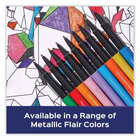 Paper Mate Flair Metallic Porous Point Pen, Stick, Medium 0.7 mm, Assorted Ink and Barrel Colors, PK8, 8PK 2134319